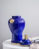 Luxe Royal Blue Foo Dog Temple Jar-Large