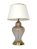 Golden Luster Glass Urn Table Lamp with Cream Shade and Golden Beading