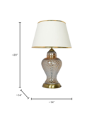 Golden Luster Glass Urn Table Lamp with Cream Shade and Golden Beading