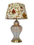 Golden Luster Glass Urn Table Lamp with Kashida Shade