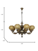 Antique Brass 8-Light Chandelier with Beaded Globe Glass Shades