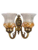 Lustrous Double Antique Brass Wall Light