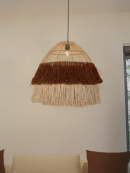 Two-Tone Cane and Macrame Pendant Light