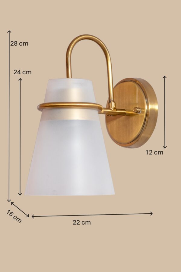 ALD-AMIRA Antique Gold Conical Frosted Glass Shade - Image 2