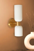 ALD-AMIRA Milky Frosted Cylindrical  Metal Finish Vertical Wall Sconce