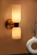 ALD-AMIRA Milky Frosted Cylindrical  Metal Finish Vertical Wall Sconce