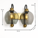 ALD-AMIRA Gold Twin Globe Vintage Style Glass Shade Sconce Light
