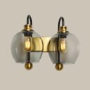 ALD-AMIRA Gold Twin Globe Vintage Style Glass Shade Sconce Light