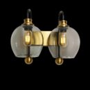 ALD-AMIRA Gold Twin Globe Vintage Style Glass Shade Sconce Light
