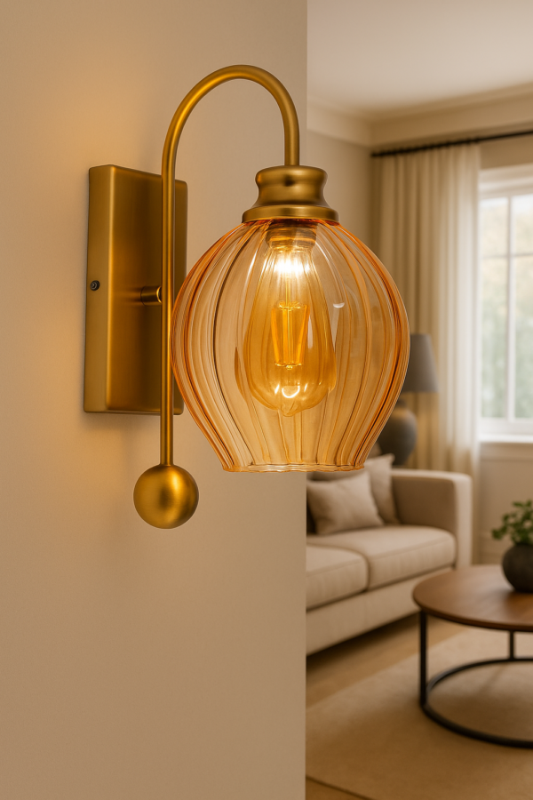 ALD-AMIRA Edison Style Antique Wall Sconce with Lustre Glass