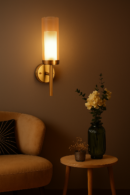 ALD-AMIRA Long Torchiere Style Lustre and Frosted Glass Wall Light