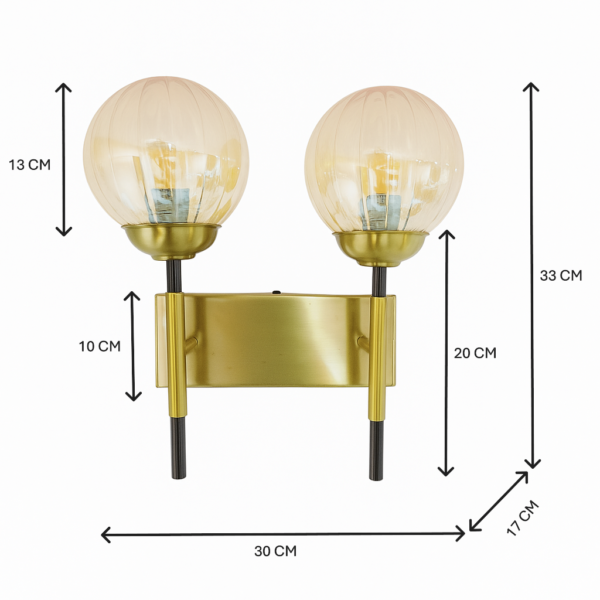 ALD-AMIRA Amber Lining Globe Matte Finish Double Wall Light - Image 3