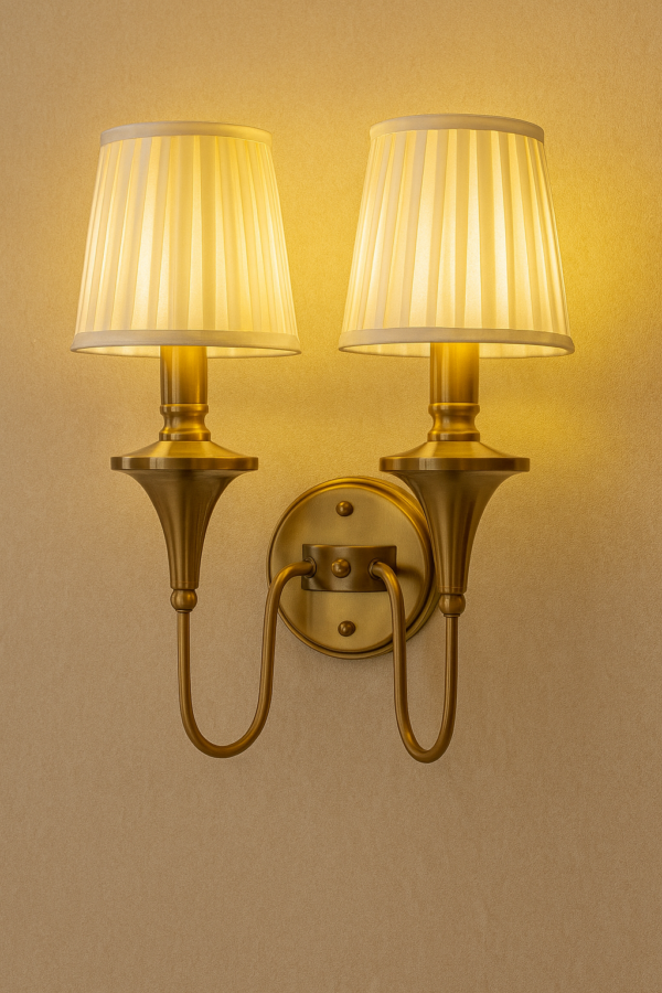 ALD-AMIRA Vintage Brass Double Arm Matte Finish Wall Lamp - Image 2