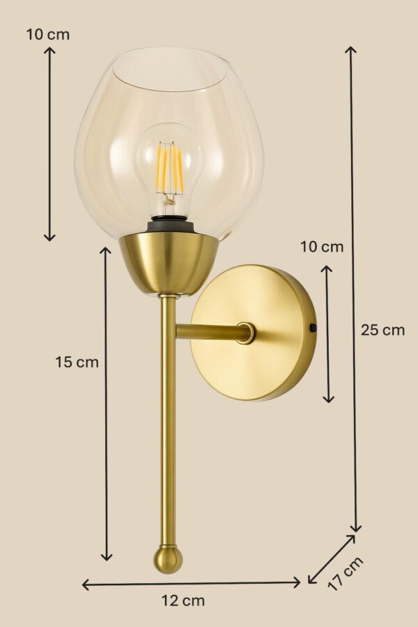 ALD-AMIRA Brass Wall Light with Glass Shade Elegant Vintage Sconce - Image 2