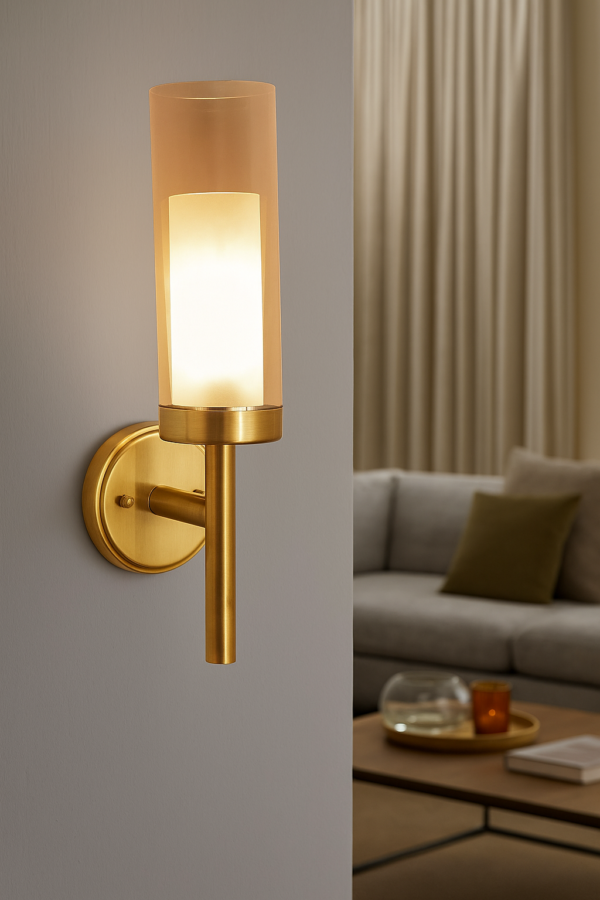 ALD-AMIRA Long Torchiere Style Lustre and Frosted Glass Wall Light