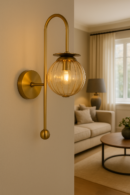 ALD-AMIRA Antique Curved Style Wall Light with Metal Frame