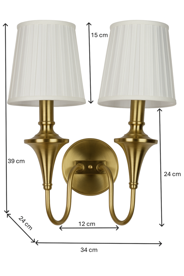 ALD-AMIRA Vintage Brass Double Arm Matte Finish Wall Lamp - Image 3