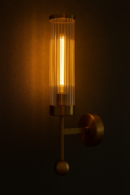 ALD-AMIRA Vertical Cylinder Ribbed Glass Shade with Warm LED Glow