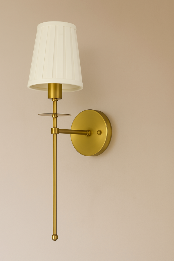 ALD-AMIRA Antique Gold Long Sconce with Fabric Shade Light - Image 5