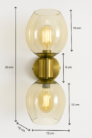 ALD-AMIRA Antique Gold Metal Retro American Dual Glass Wall Light