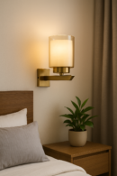 ALD-AMIRA Edison Style Antique Brass Lustre And Frost Glass Wall Lamp