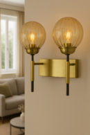 ALD-AMIRA Amber Lining Globe Matte Finish Double Wall Light