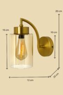ALD-AMIRA Rustic Wall Mounted Light Golden Arm and Luster Glass Shade