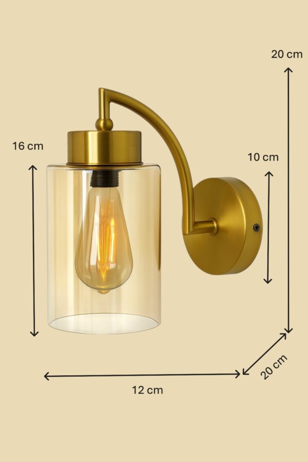 ALD-AMIRA Rustic Wall Mounted Light Golden Arm and Luster Glass Shade - Image 2