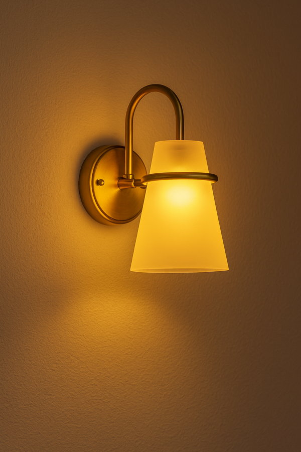 ALD-AMIRA Antique Gold Conical Frosted Glass Shade
