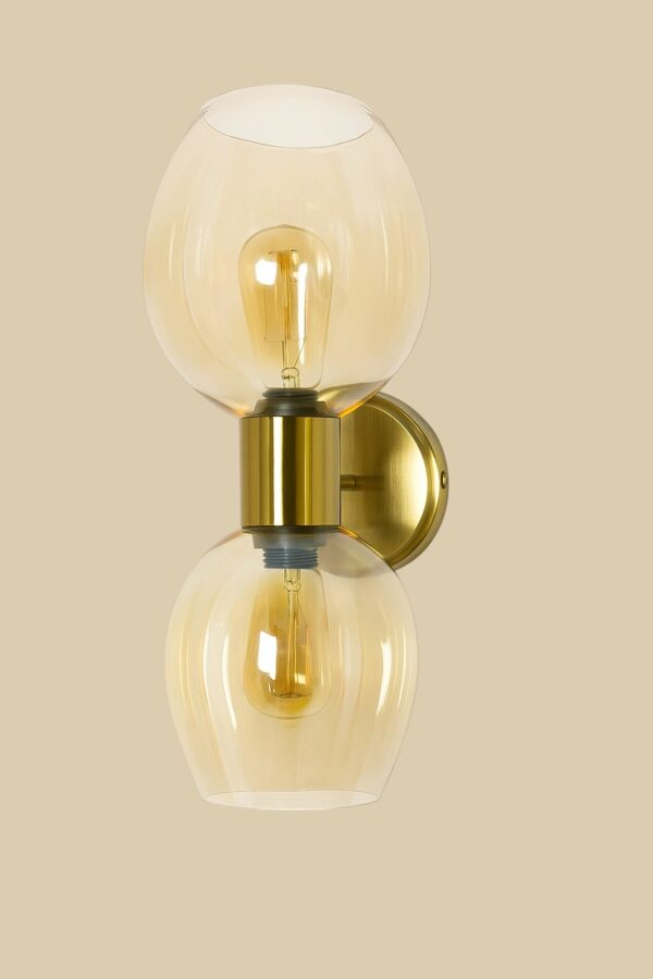 ALD-AMIRA Antique Gold Metal Retro American Dual Glass Wall Light - Image 4